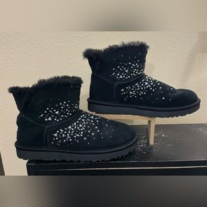 UGG Black Ankle Boots with Metallic Details